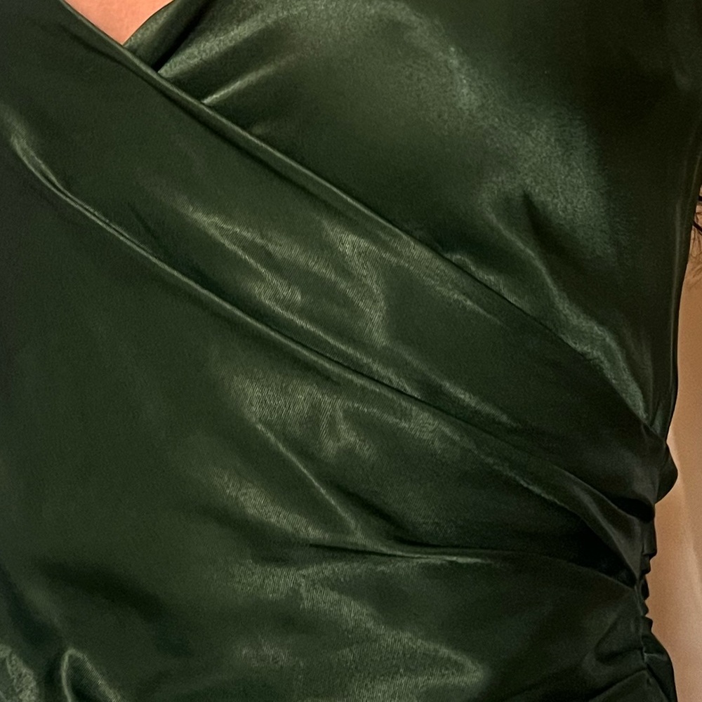 Dark green satin silk dress